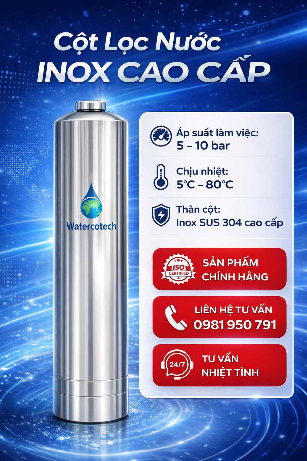 CỘT LỌC NƯỚC INOX 1054