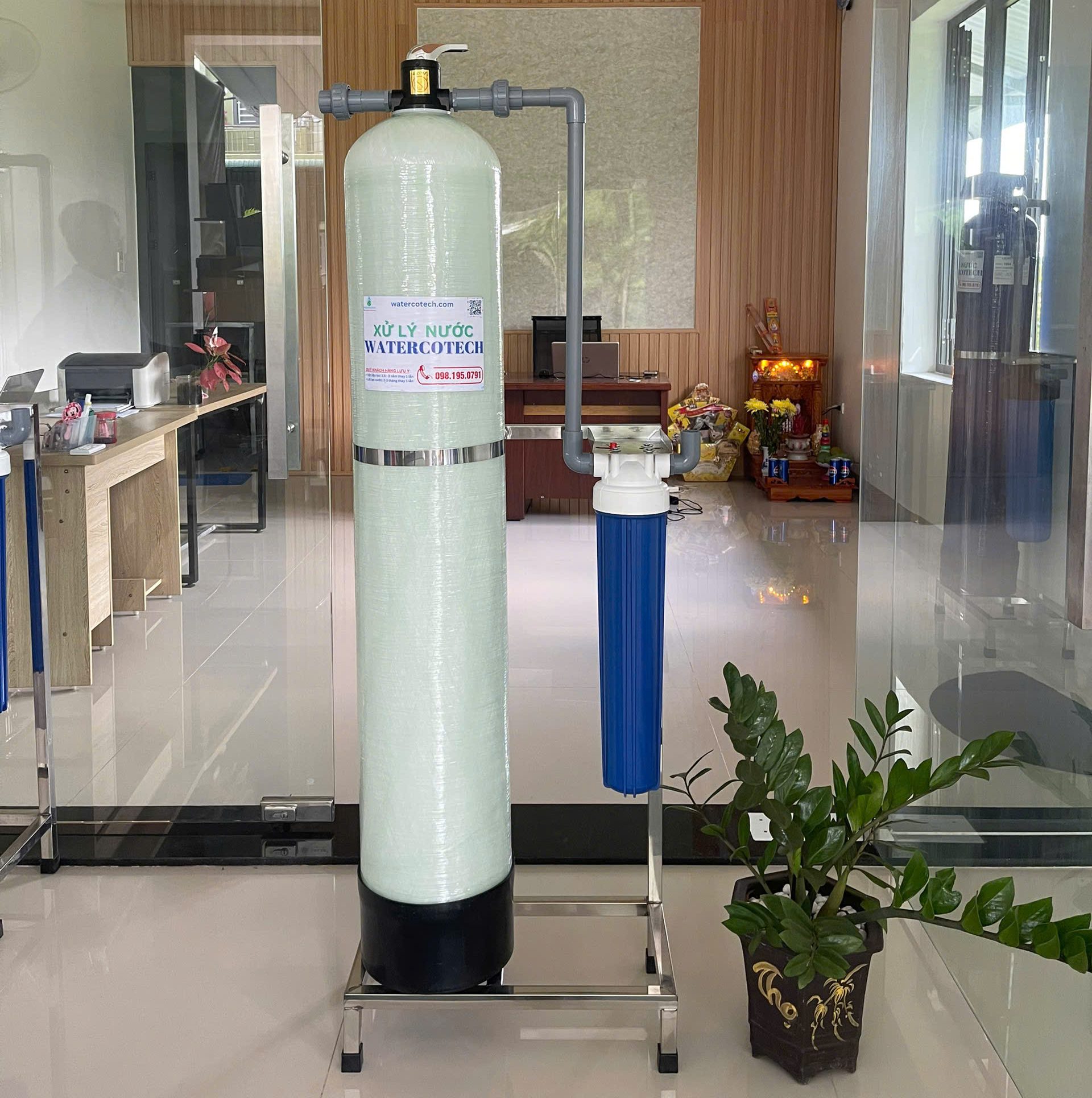 Hệ thống lọc nước 1 cột composite+1 cốc gầy + 1 van tay